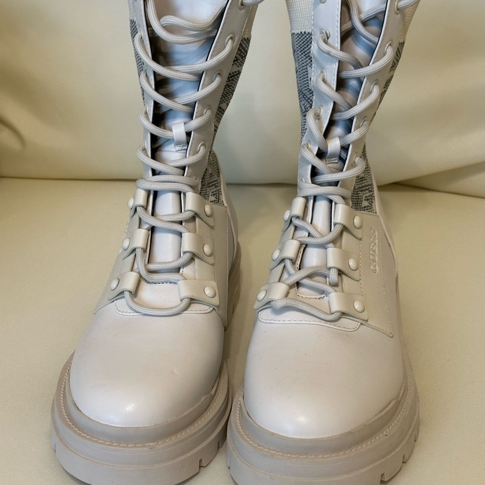 Guess White Combat Boots